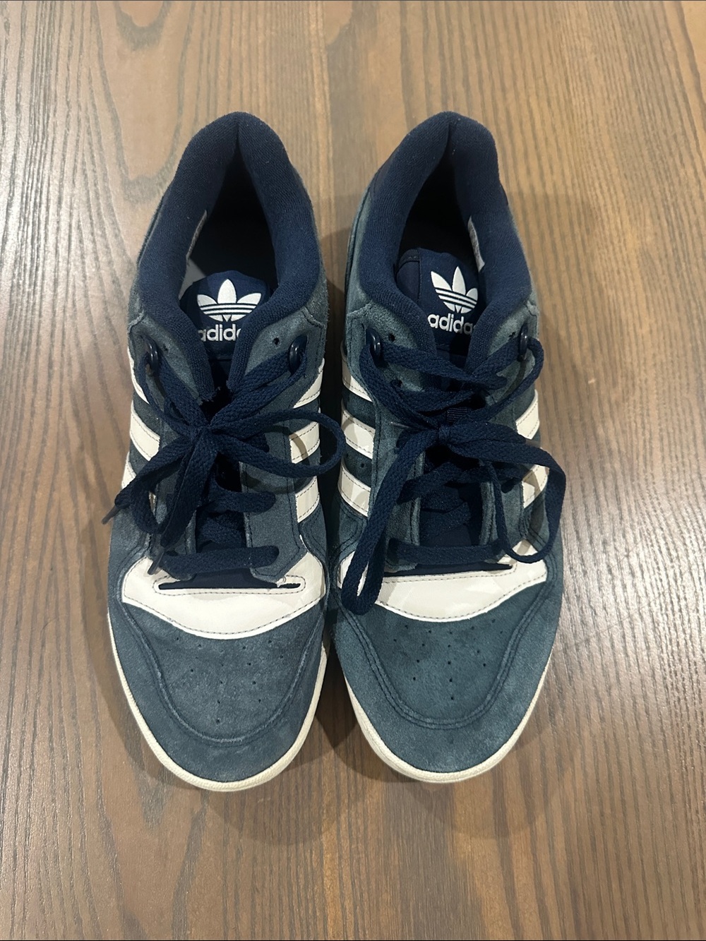 adidas Navy and White Suede Low-Top Sneakers